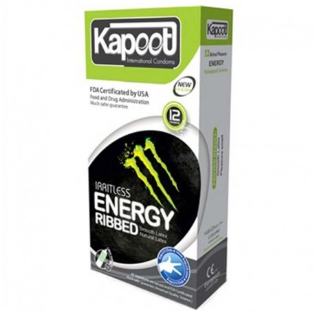 کاندوم شیاردار کاپوت مدل انرژی زا energy and ribbed بسته 12 عددی
