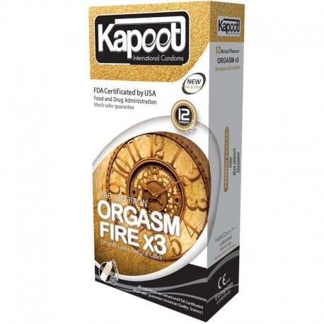 کاندوم تاخیری خاردار کاپوت مدل Orgasm Fire X3 بسته 12 عددی
