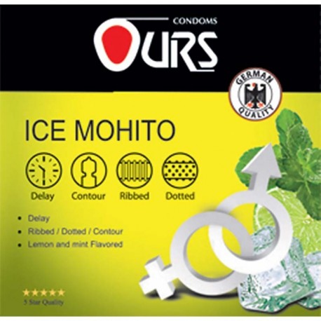 کاندوم تاخیری خاردار اورز مدل Ice Mohito بسته 3 عددی