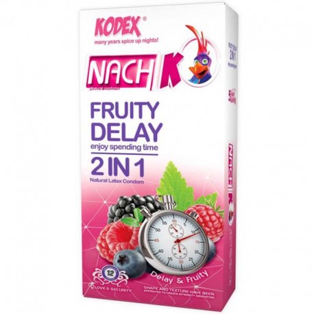 کاندوم تاخیری ناچ کدکس مدل NACH KODEX Fruity Delay بسته 12 عددی