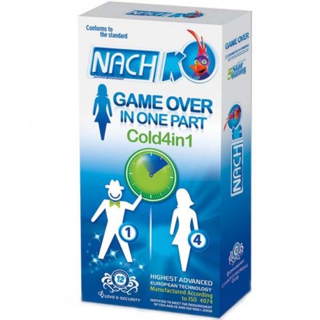کاندوم خاردار تحريک کننده بانوان سرد ناچ کدکس مدل NACH KODEX Game Over In One Part Cold 4in1 بسته 12 عددی