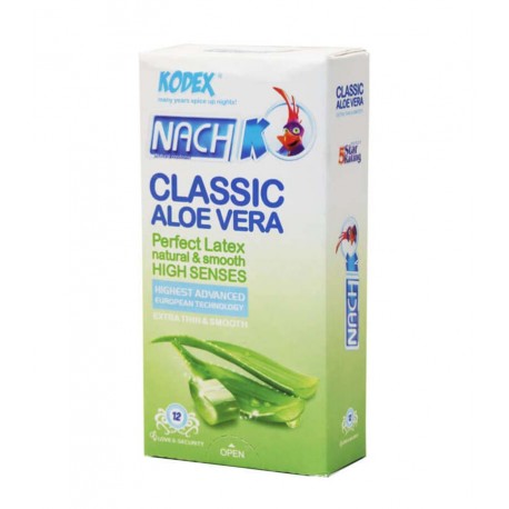 کاندوم ناچ کدکس مدل NACH KODEX Classic Aloe Vera بسته 12 عددی