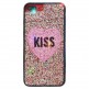 کاور محافظ لاکچری طرح قلب kiss طلایی مناسب برای گوشی موبایل آیفون 6/6s+/7/7+/8/8+/X