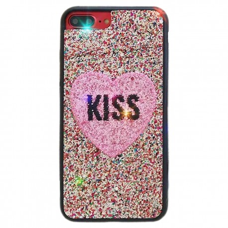 کاور محافظ لاکچری طرح قلب kiss طلایی مناسب برای گوشی موبایل آیفون 6/6s+/7/7+/8/8+/X
