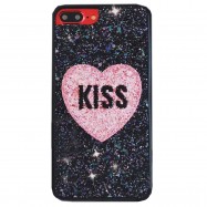 کاور محافظ لاکچری طرح قلب kiss مشکی مناسب برای گوشی موبایل آیفون 6/6s+/7/7+/8/8+/X