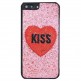 کاور محافظ لاکچری طرح قلب kiss صورتی مناسب برای گوشی موبایل آیفون 6/6s+/7/7+/8/8+/X