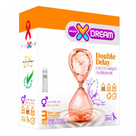 کاندوم تاخیری ایکس دریم XDREAM مدل تاخیری مضاعف Double Delay بسته 3 عددی