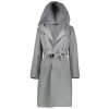 رویه میسگایدد بلند زنانه Faux Wool Hooded Duster - طوسی